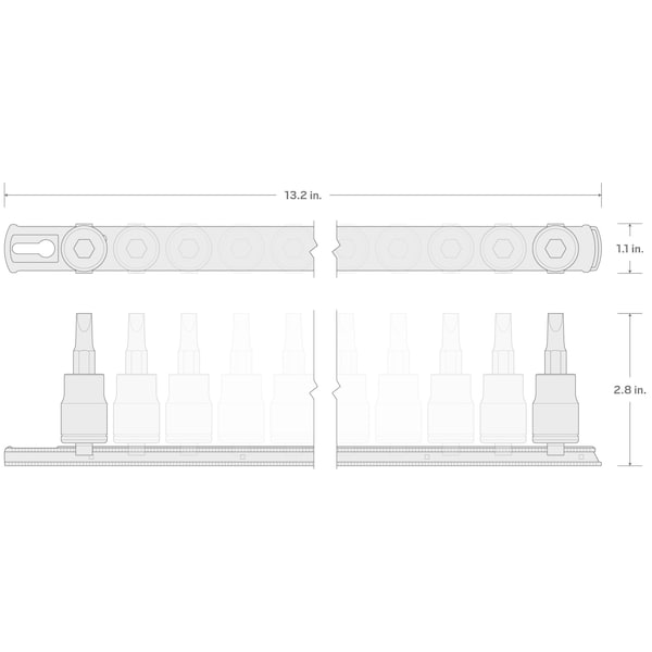 Tekton 3/8 Inch Drive Hex Impact Bit Socket Set with Rail, 9-Piece (5/32 - 9/16 in.) - SIB91101