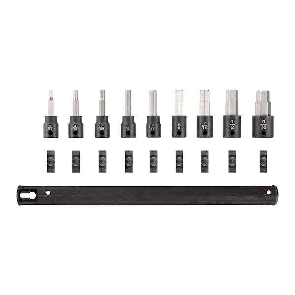 Tekton 3/8 Inch Drive Hex Impact Bit Socket Set with Rail, 9-Piece (5/32 - 9/16 in.) - SIB91101