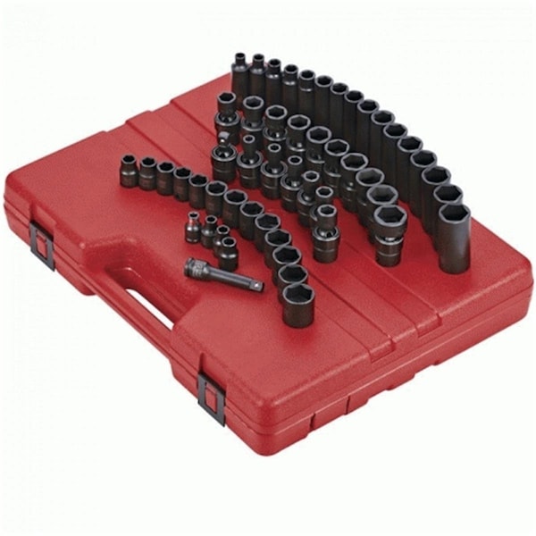 Gourmetgalley 0.375 in. Drive Metric Impact Socket Set - 51 Piece, 51PK - GO373449