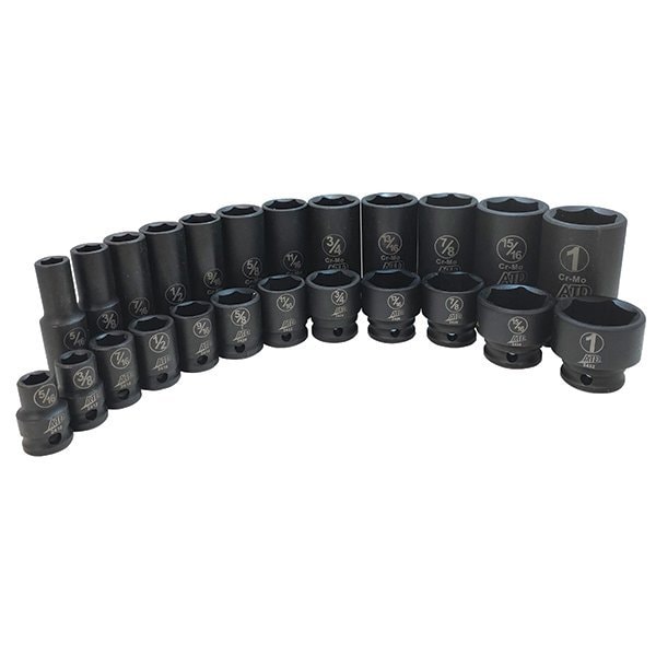Atd Tools ATD 24-Piece 3/8-Inch Drive 6 Point SAE Standard and Deep Impact Socket Set - 2324