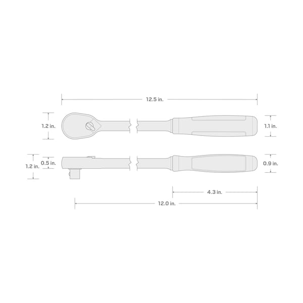 Tekton 3/8 Inch Drive x 12 Inch Comfort Grip Long Ratchet - SRH02112