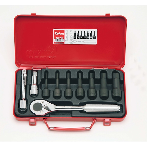 Ko-Ken Bit Socket set Hex 10 pieces 1/2 Sq. Drive - 4227M