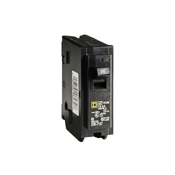 Square D Circuit Breaker, HOM Series, 30A, 1 Pole, 120/240V AC, 10kA - HOM130C