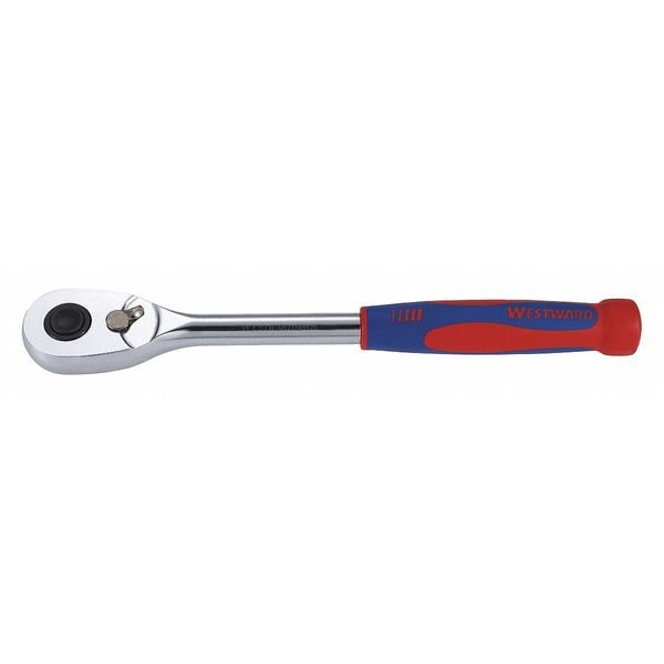 Westward 1/2" Drive 84 Geared Teeth Pear Head Style Hand Ratchet, 11-9/16" L, Chrome Finish - 54RY25