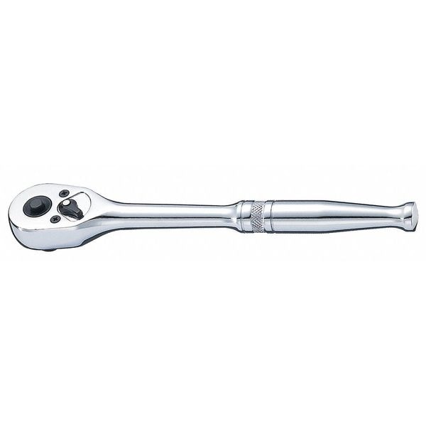 Westward 1/4" Drive 45 Geared Teeth Pear Head Style Hand Ratchet, 5-5/8" L, Chrome Finish - 33M357