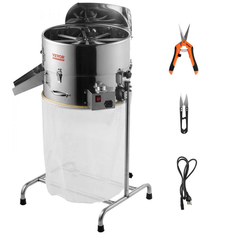 VEVOR Electric Bud Trimmer, 19'' Electric Leaf Trimmer Machine with 60W Adjustable Speed, Tillable Trimmer with Stainless-Steel Blades, Bud Leaf Trimmer Mesh Bag & Hand Pruner Included for Leaves, Bud - DDSCJ18INCHDTWMBBV0