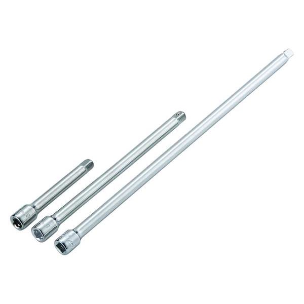 Westward Socket Extension Set 1/4" Dr, 3 in, 6 in, 10 in L, 3 Pieces, Chrome - 54PP95