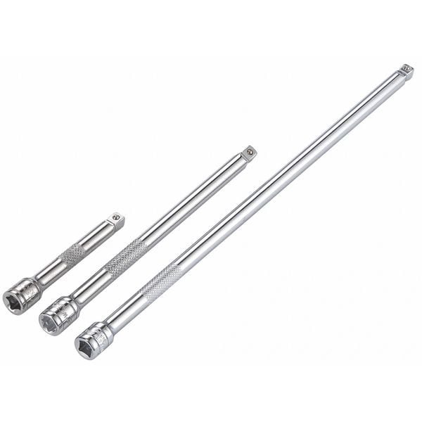Westward Socket Extension Set 1/4" Dr, 3 in, 6 in, 10 in L, 3 Pieces, Chrome - 54PR03