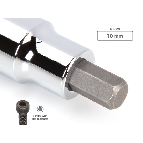 Tekton 1/2 Inch Drive Hex Bit Socket Set with Rail, 10-Piece (1/4-3/4 in.) - SHB92101