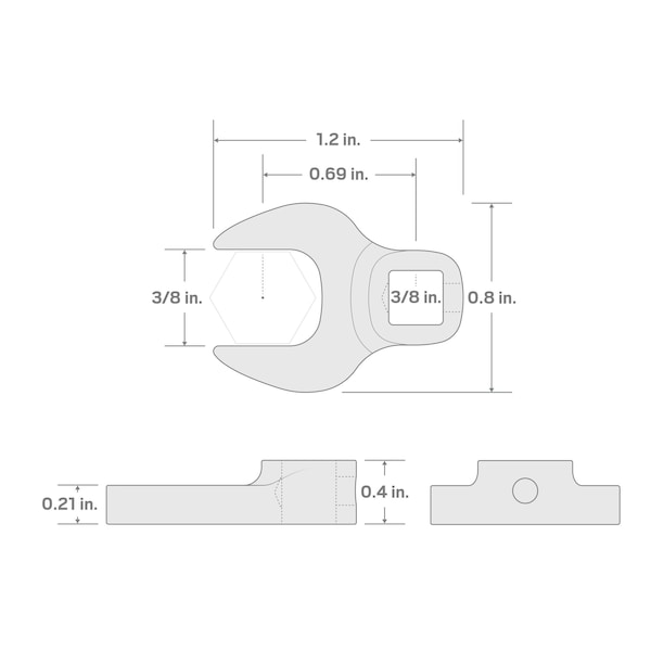 Tekton 3/8 in. Drive, SAE Crowfoot Wrench Chrome - WCF13010