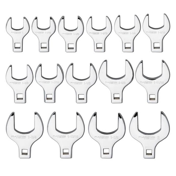 Platinum Platinum PLT-99370 15 Piece SAE 0.50 in. Drive Jumbo Crowfoot Wrench Set - PLT-99370