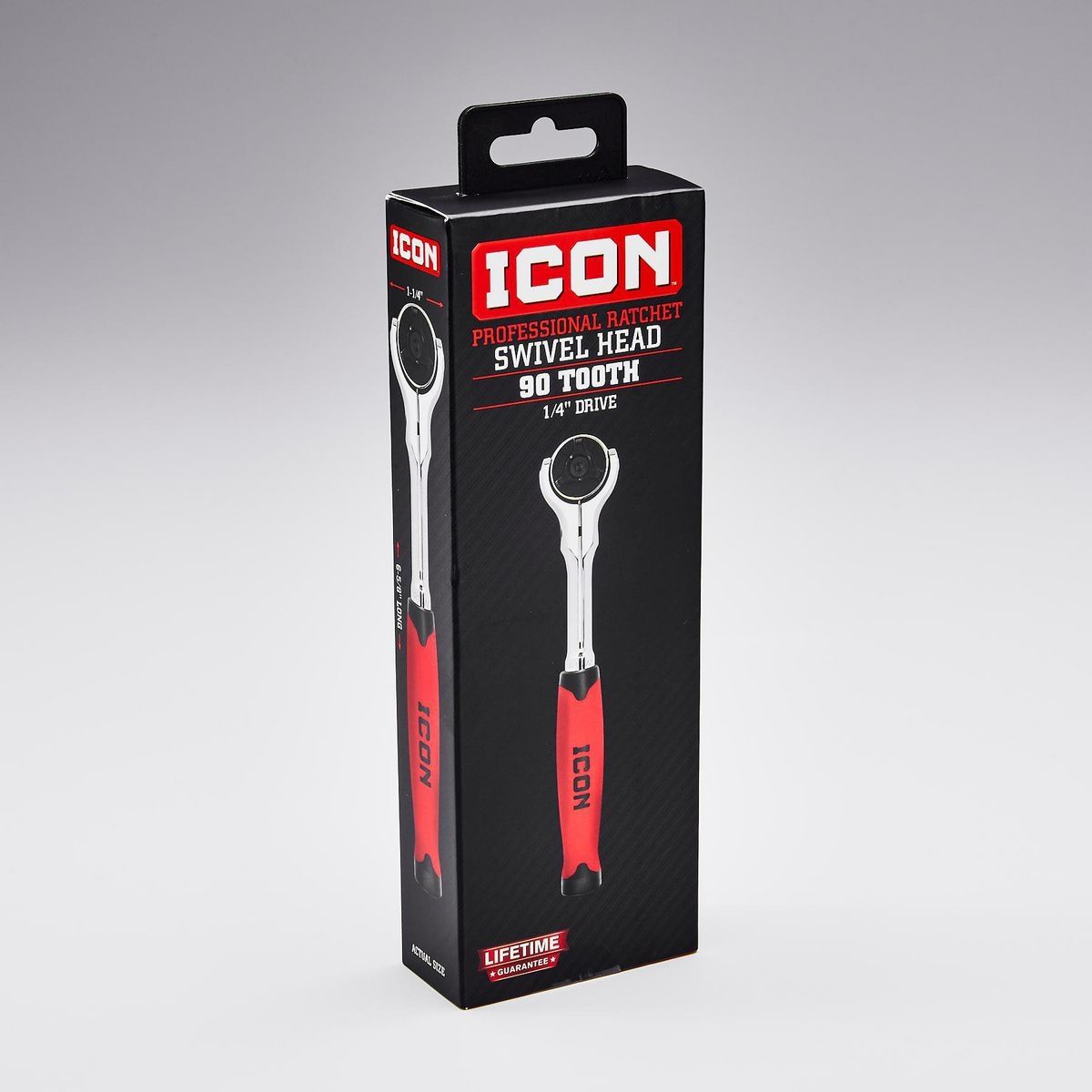 Llave de trinquete profesional con cabeza giratoria y agarre cómodo de 1/4 de pulgada - 64694