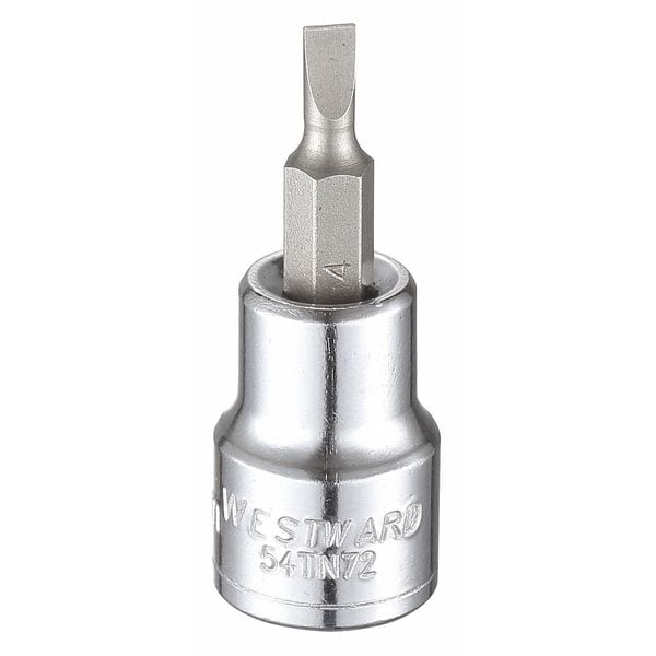 Westward 3/8 in Drive Slotted Socket Bit Metric 4 mm Tip, 1 3/4 in L - 54TN72