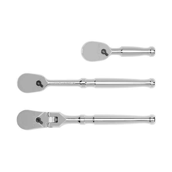 Tekton 3/8 Inch Drive Small Body Ratchet Set, 3-Piece (3, 6 in., 6 in. flex) - SRH99002
