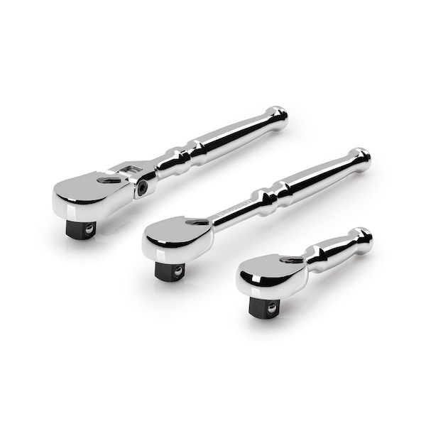 Tekton 3/8 Inch Drive Small Body Ratchet Set, 3-Piece (3, 6 in., 6 in. flex) - SRH99002