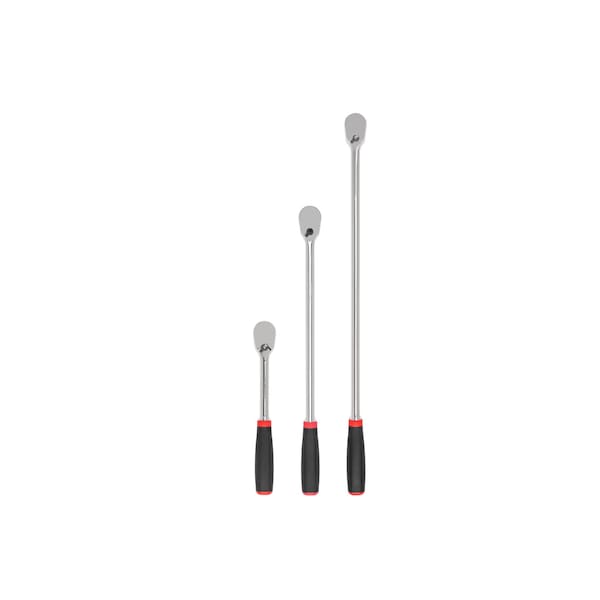 Tekton 1/2 Inch Drive Comfort Grip Ratchet Set, 3-Piece (10-1/2, 18, 24 in.) - SRH92006