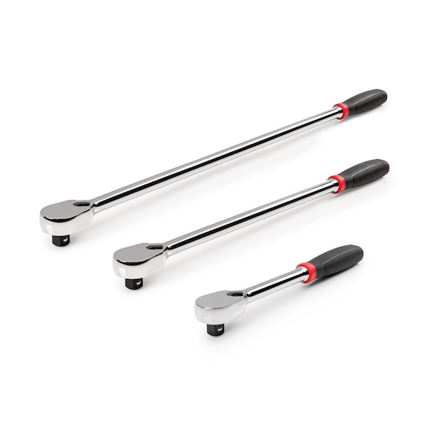 Tekton 1/2 Inch Drive Comfort Grip Ratchet Set, 3-Piece (10-1/2, 18, 24 in.) - SRH92006