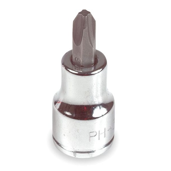 Westward 3/8 in Drive Phillips Socket Bit SAE 3/16 in Tip, 1 55/64 in L - 3LE40