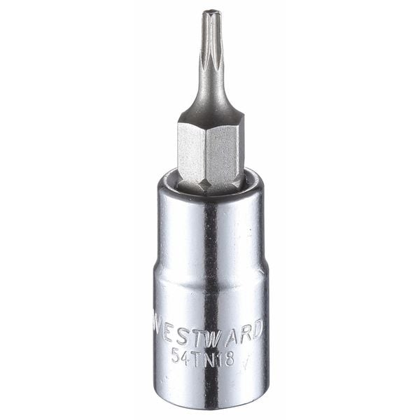 Westward 1/4 in Drive Tamper Resistant Torx(R) Socket Bit SAE T8 Tip, 1 1/2 in L - 54TN18