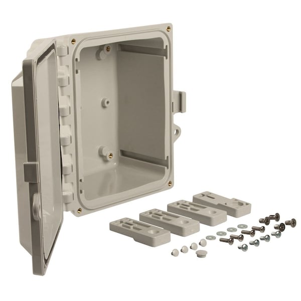 Wiegmann Polycarbonate Electrical Enclosures, 10 in H, 6 in D, 8 in W, NEMA 4X, Hinged - HW-P100806CHQR