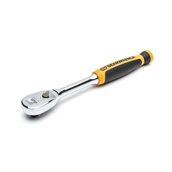 Gearwrench 1/4" Drive 90 Geared Teeth Teardrop Head Style Hand Ratchet, 6.88" L, Full Polish Chrome Finish - 81007T