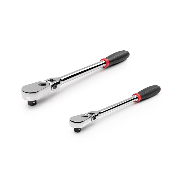 Tekton 3/8, 1/2 Inch Drive Flex Head Comfort Grip Long Ratchet Set, 2-Piece (12, 14 in.) - SRH99202
