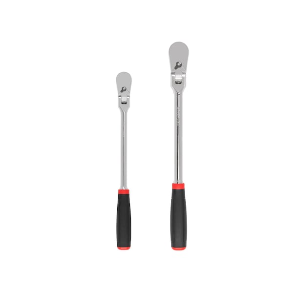Tekton 3/8, 1/2 Inch Drive Flex Head Comfort Grip Long Ratchet Set, 2-Piece (12, 14 in.) - SRH99202