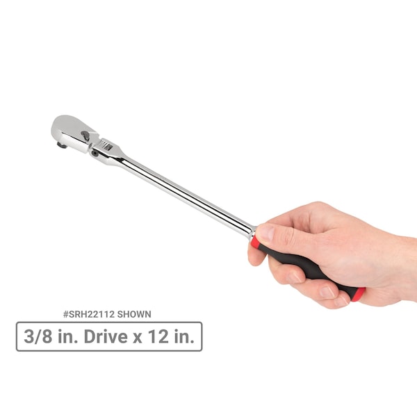 Tekton 3/8, 1/2 Inch Drive Flex Head Comfort Grip Long Ratchet Set, 2-Piece (12, 14 in.) - SRH99202