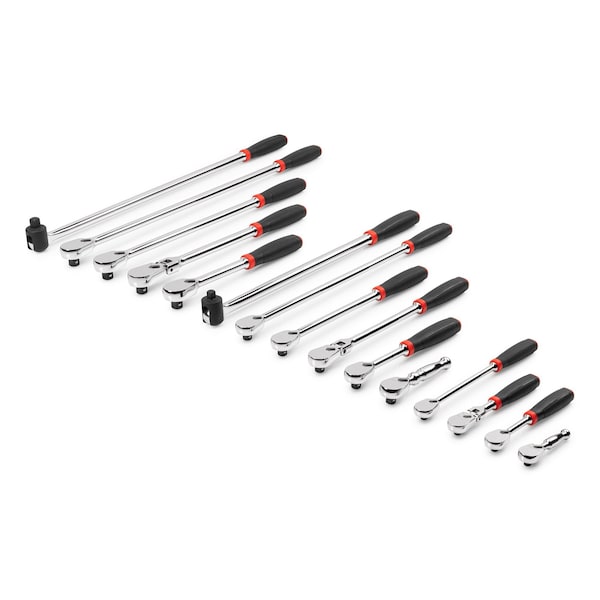 Tekton 1/4, 3/8, 1/2 Inch Drive Comfort Grip Ratchet and Breaker Bar Set (15-Piece) - SDR99903