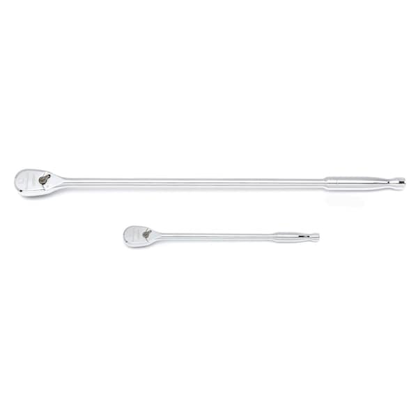 Kd Tools 1/4", 3/8" Drive 120 Geared Teeth Teardrop Ratchet Set, XL Handle, 1/4"Dr, 2 pcs, Full Polish Chrome - 81271