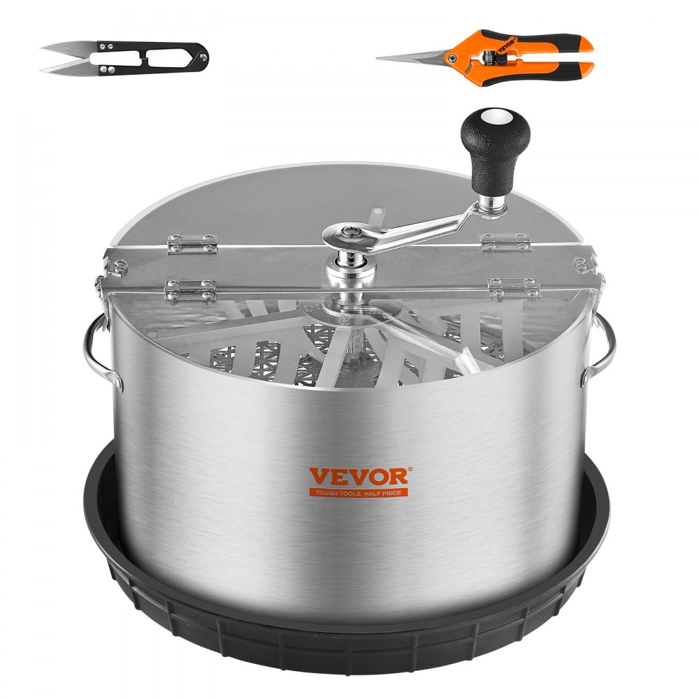 VEVOR Bud Leaf Trimmer, 16 inch Stainless Steel Manual Bud Trimmer Machine, with Clear PET Cover for Visual Cutting, Hand Pruners Included, for Cutting Leaves, Buds, Flowers, Hydroponic Plants - SDSCJ16INCHP8J4DJV0
