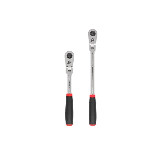 Tekton 1/2 Inch Drive Flex Head Quick-Release Comfort Grip Ratchet Set, 2-Piece (10-1/2, 14 in.) - SRH92302