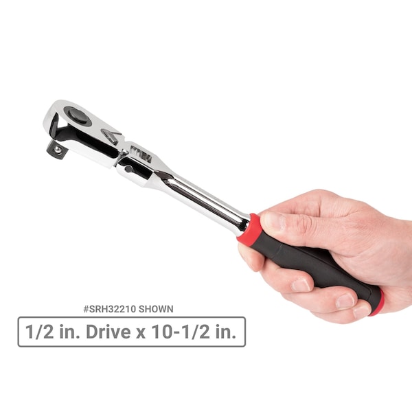 Tekton 1/2 Inch Drive Flex Head Quick-Release Comfort Grip Ratchet Set, 2-Piece (10-1/2, 14 in.) - SRH92302