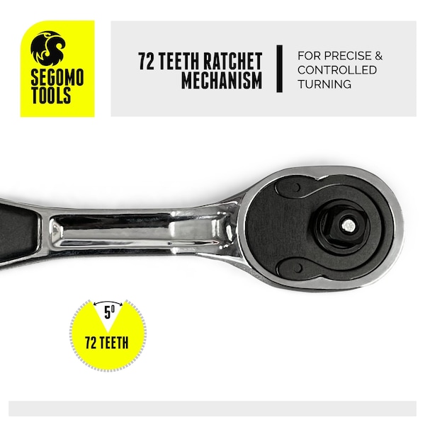 Segomo Tools 3/8 Inch Drive 72 Teeth Heavy Duty Offset Ratchet - - ST3800-72
