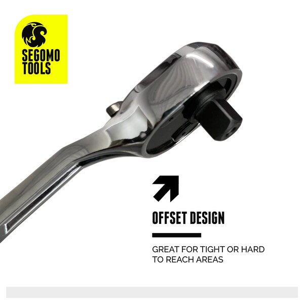 Segomo Tools 3/8 Inch Drive 72 Teeth Heavy Duty Offset Ratchet - - ST3800-72