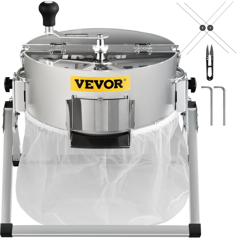 VEVOR Bud Leaf Trimmer, 16 inch Manual, Hydroponic Dry or Wet Plant Trimming Machine w/Sharp Stainless Steel Blades & Solid Metal Gearbox & Hand Pruner, Twisted Spin Cut for Herbs, Leaves, Silver - SDSCJYCBDDW16HM7CV0