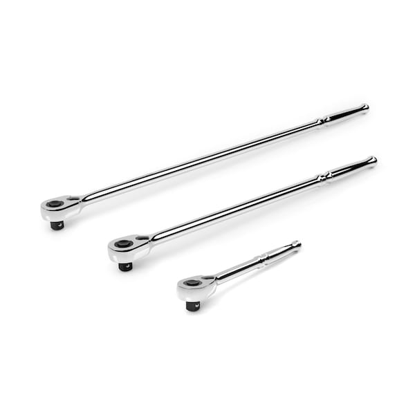 Tekton 1/2 Inch Drive Quick-Release Ratchet Set, 3-Piece (10-1/2, 18, 24 in.) - SRH92104