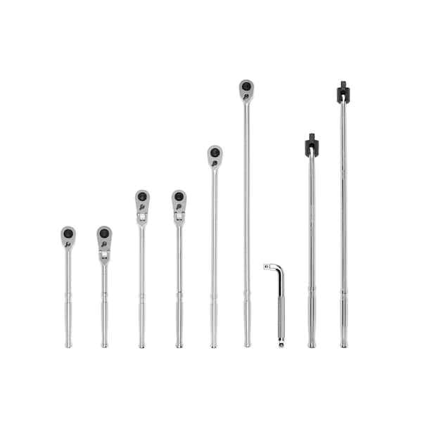 Tekton 1/2 Inch Drive Quick-Release Ratchet, L-Handle, and Breaker Bar Set (9-Piece) - SDR99201