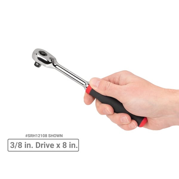 Tekton 3/8 Inch Drive Quick-Release Comfort Grip Ratchet Set, 4-Piece (4-1/2, 8, 12, 18 in.) - SRH91107