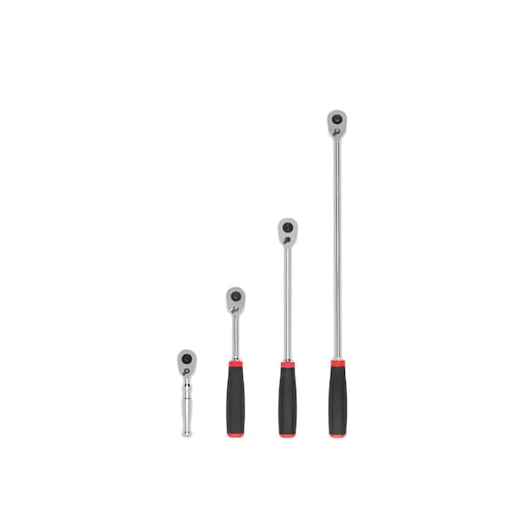 Tekton 3/8 Inch Drive Quick-Release Comfort Grip Ratchet Set, 4-Piece (4-1/2, 8, 12, 18 in.) - SRH91107