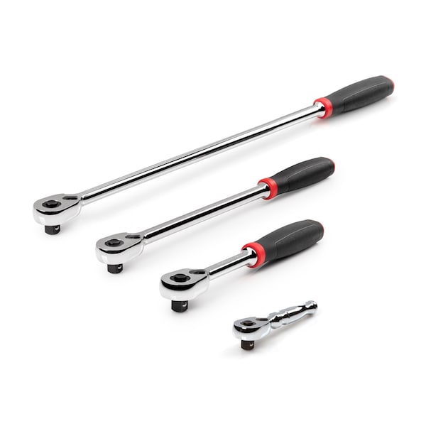 Tekton 3/8 Inch Drive Quick-Release Comfort Grip Ratchet Set, 4-Piece (4-1/2, 8, 12, 18 in.) - SRH91107