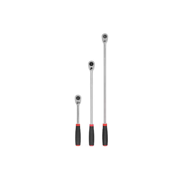 Tekton 1/2 Inch Drive Quick-Release Comfort Grip Ratchet Set, 3-Piece (10-1/2, 18, 24 in.) - SRH92105