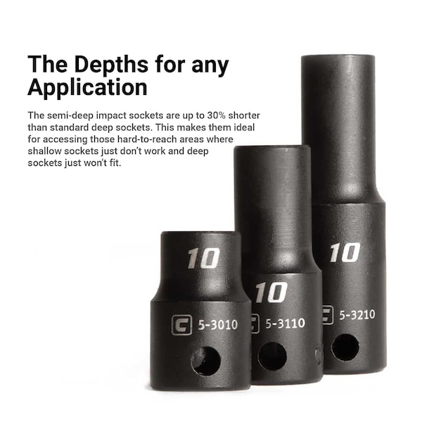 Capri Tools 3/8in. Drive Shallow, Semi-Deep Deep Impact Socket Set, SAE, 5/16 1in., 36-Piece Billet Aluminum - CP53000-36SSXDR