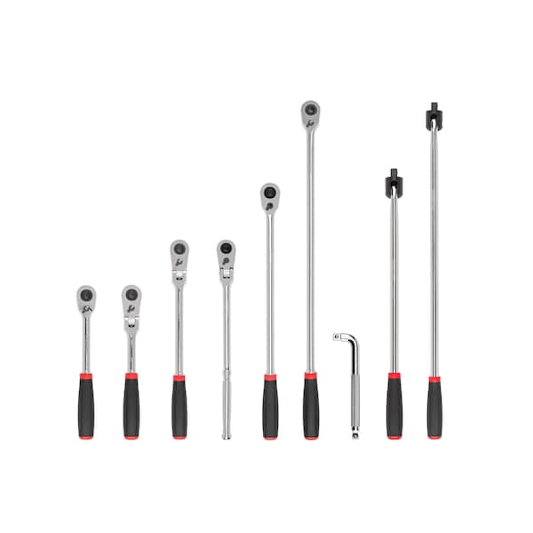 Tekton 1/2 Inch Drive Quick-Release Comfort Grip Ratchet, L-Handle, and Breaker Bar Set (9-Piece) - SDR99202