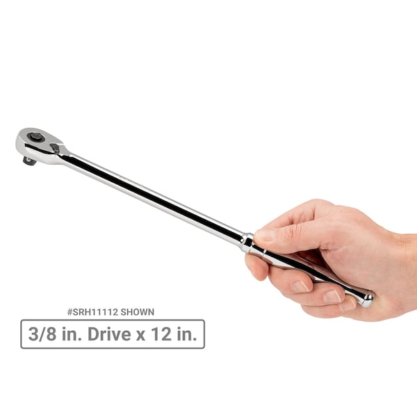 Tekton 1/4, 3/8, 1/2 Inch Drive Quick-Release Long Ratchet Set, 3-Piece (9, 12, 18 in.) - SRH99123
