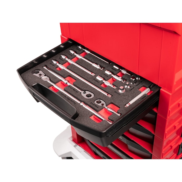 Tekton 3/8 Inch Drive Ratchet and Accessories Set with Open Top Drawer and Rack 16-Piece - OLB94309