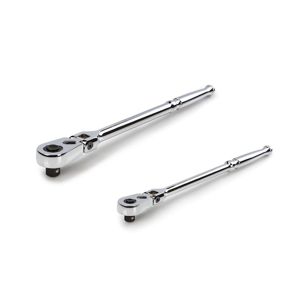 Tekton 3/8, 1/2 Inch Drive Flex Head Quick-Release Long Ratchet Set, 2-Piece (12, 14 in.) - SRH99301