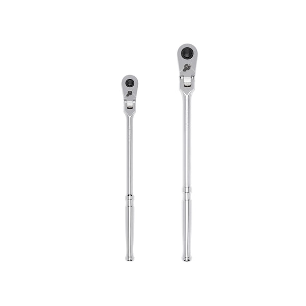 Tekton 3/8, 1/2 Inch Drive Flex Head Quick-Release Long Ratchet Set, 2-Piece (12, 14 in.) - SRH99301