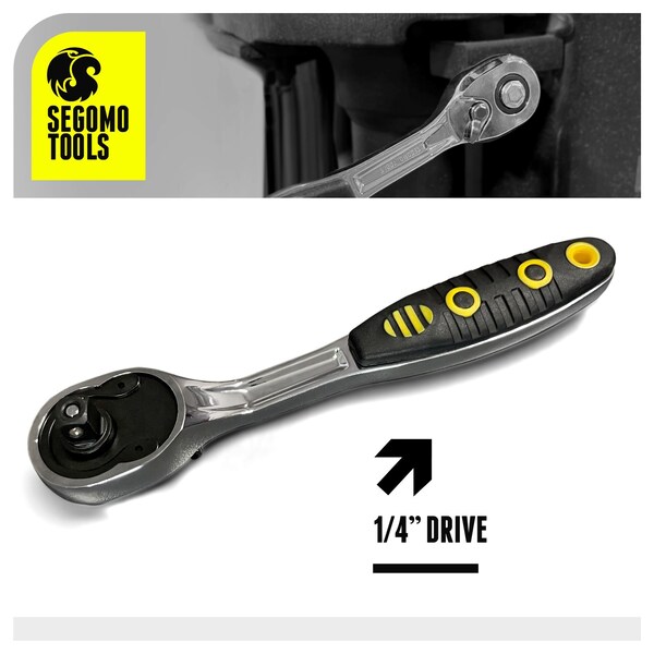 Segomo Tools 1/4 Inch Drive 72 Teeth Heavy Duty Offset Ratchet - - ST1400-72