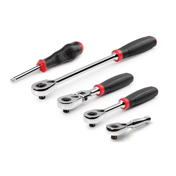 Tekton 1/4 Inch Drive Quick-Release Comfort Grip Ratchet and Spinner Handle Set (5-Piece) - SDR99008